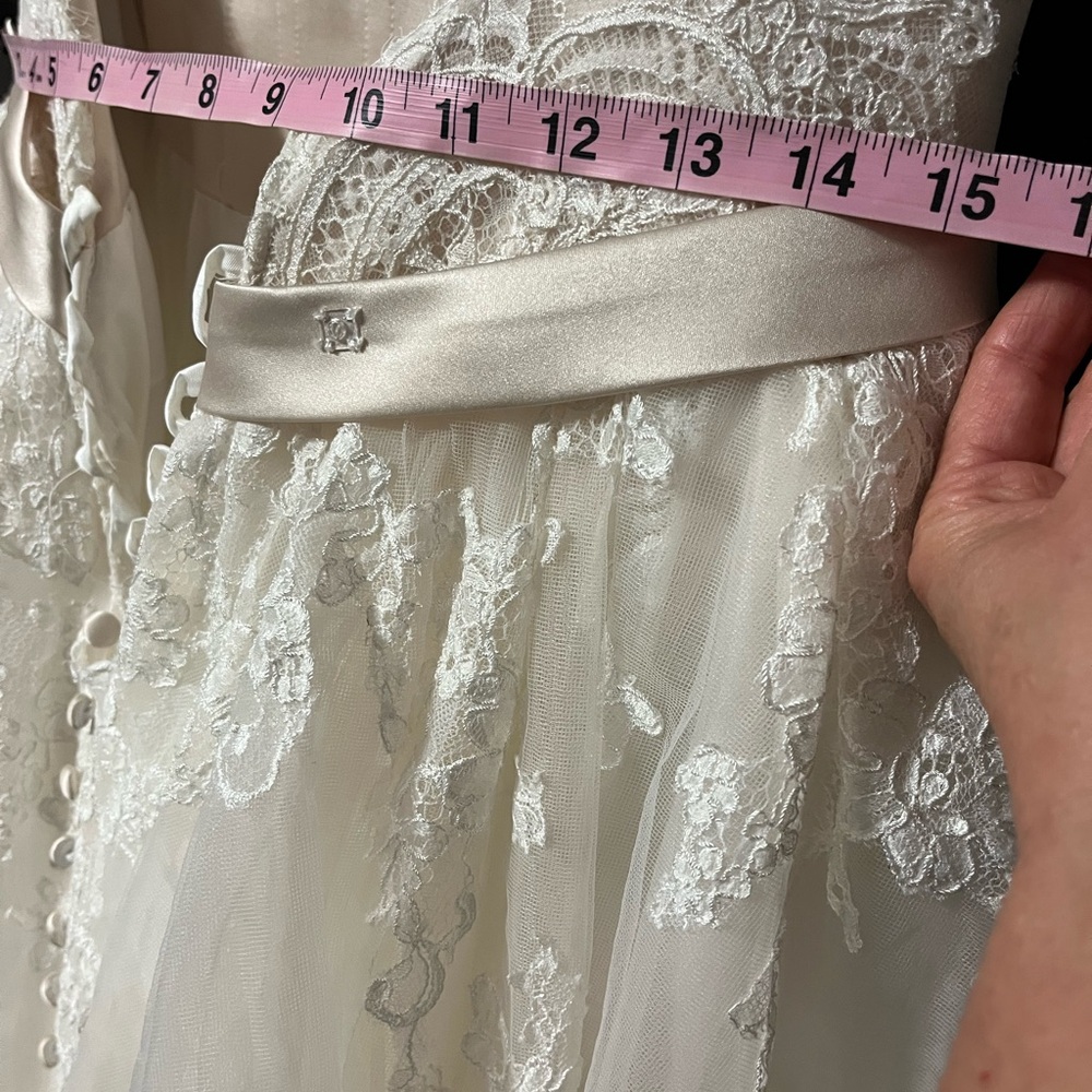 Beautiful Designer Lace Tulle Wedding Dress Sz 8/10 Corset Feminine Romantic - Picture 14 of 16